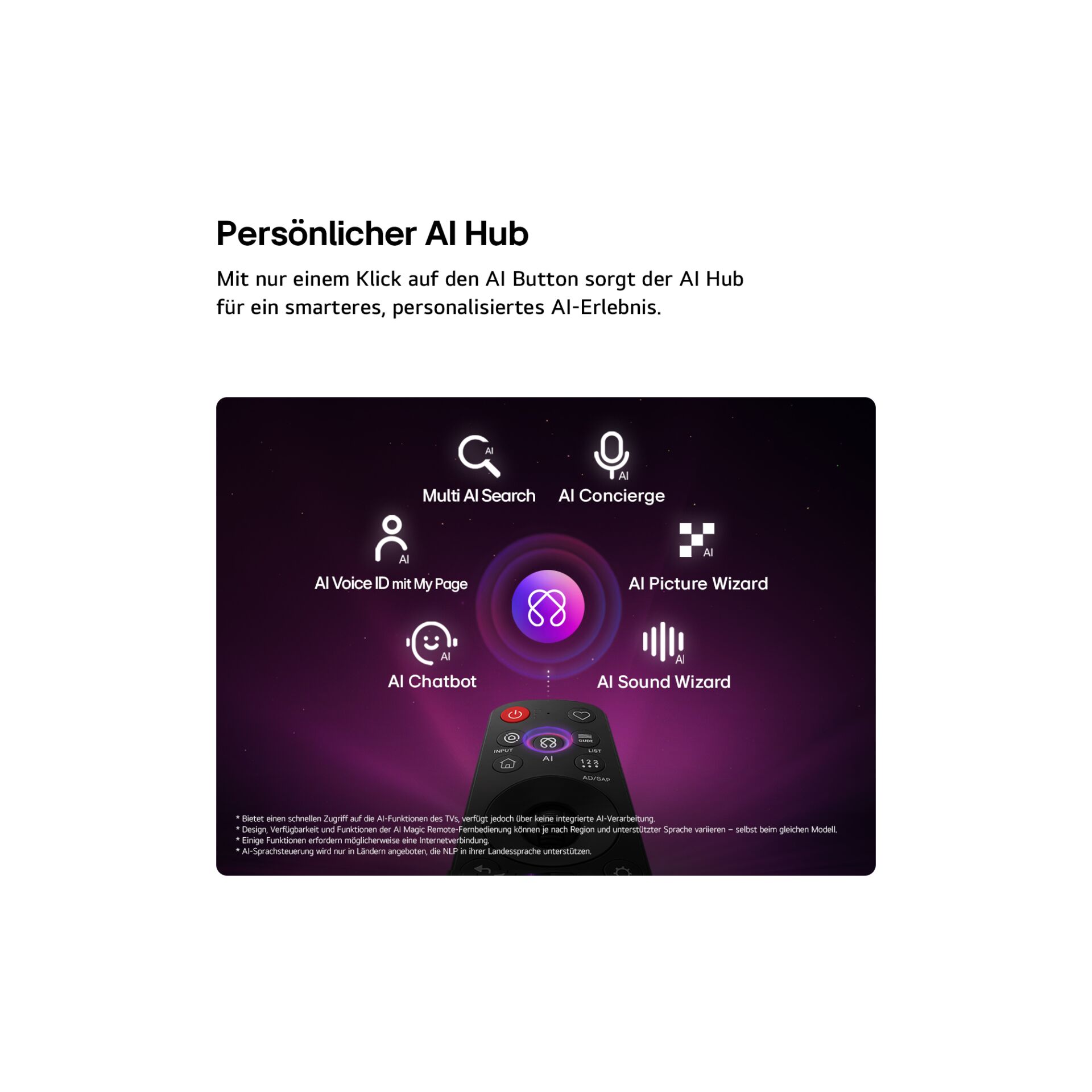 Küche?, Fernbedienung, AI Hub, Fernbedienung, Schwarz-purple design