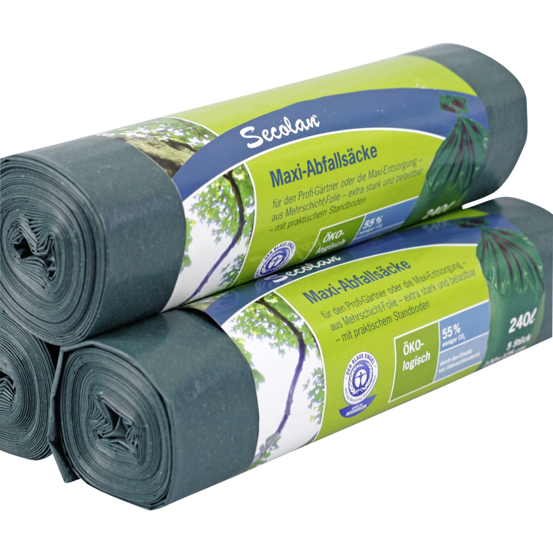 1x5 Secolan Maxi-Abfallsäcke  240 l grün/schwarz