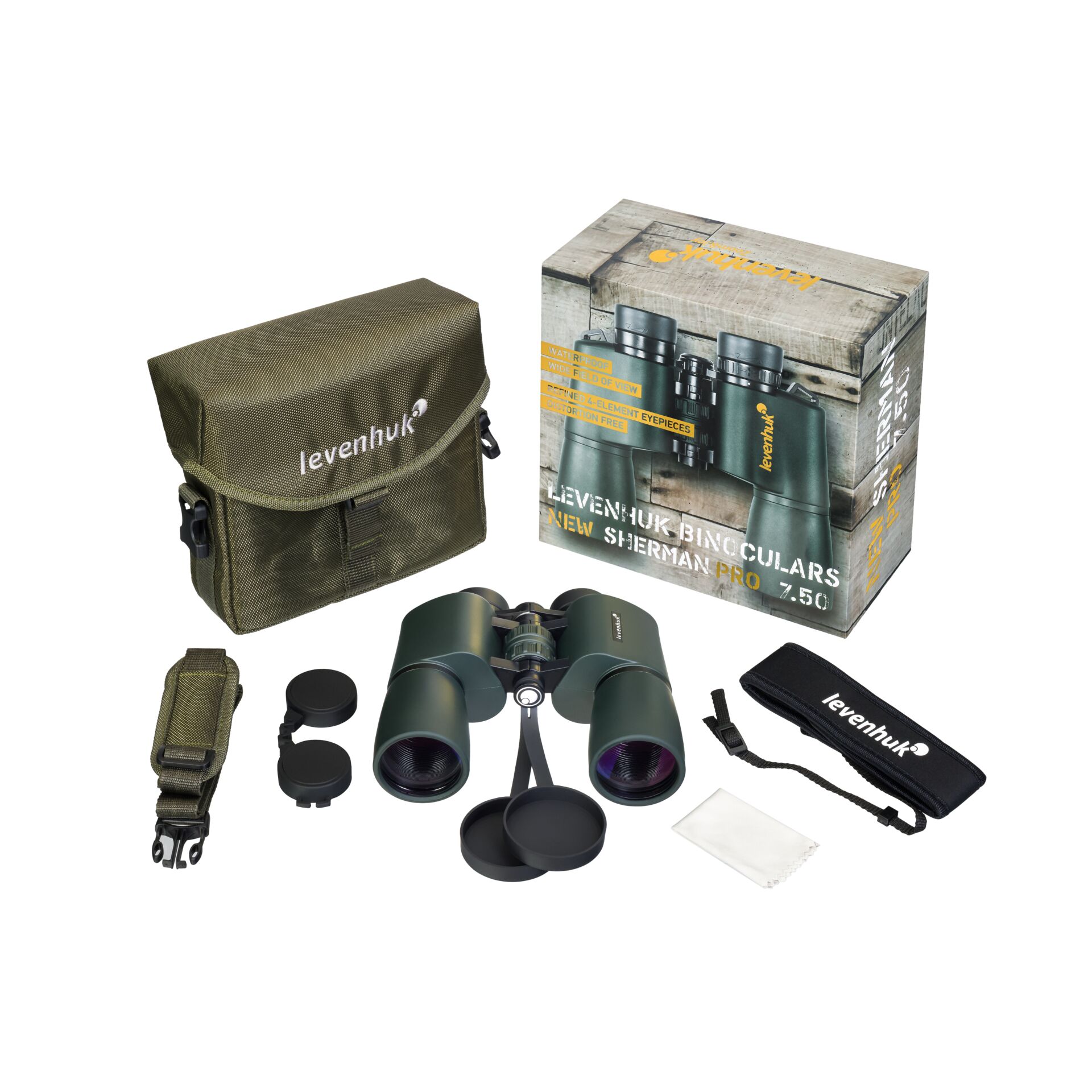 Binoculars, Objektiv, Camouflagegrün, Nylon-Tasche, Reinigungstuch