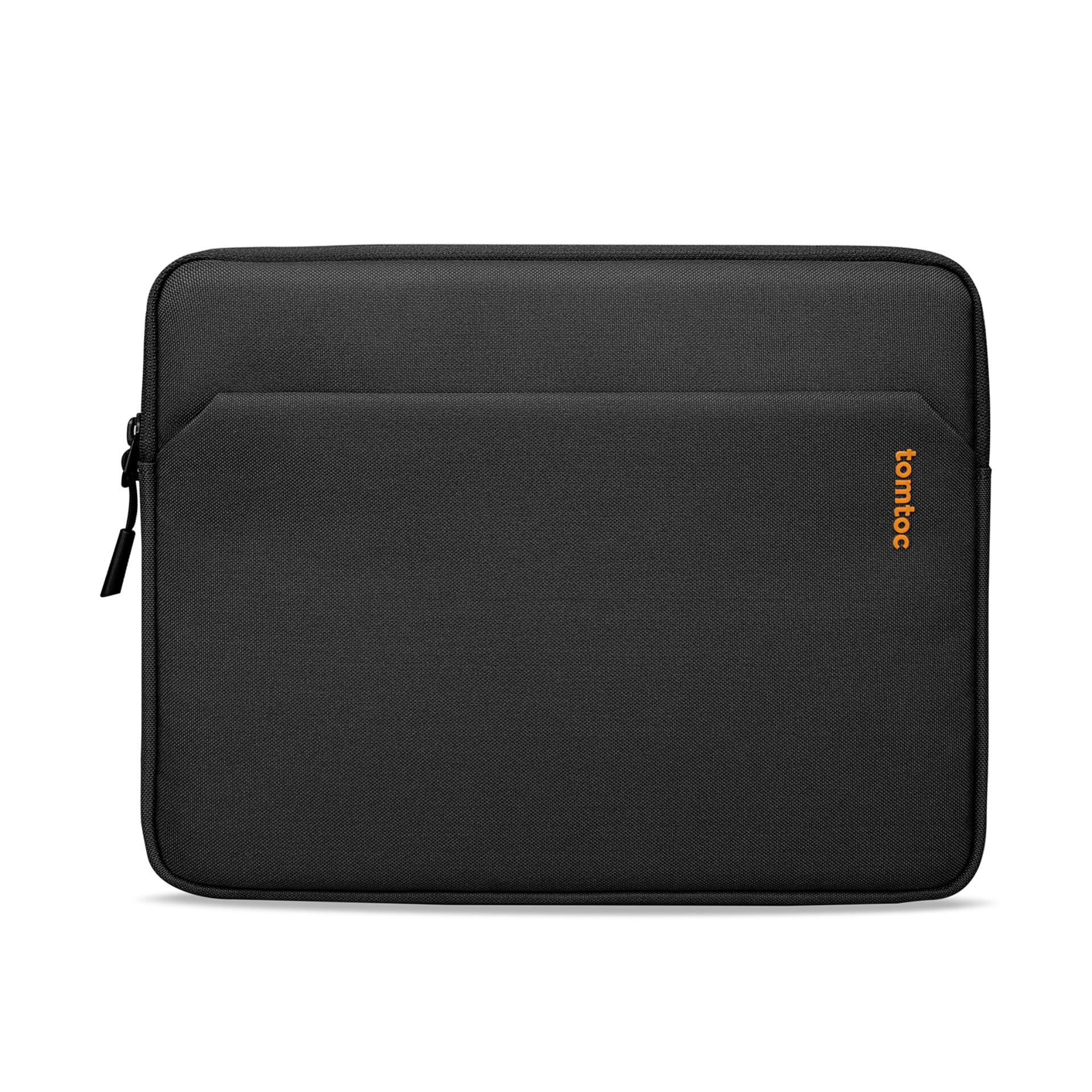 Laptophülle, Laptop-Schutzhülle, Schwarz, Reißverschlussfach, orange Markenaufdruck