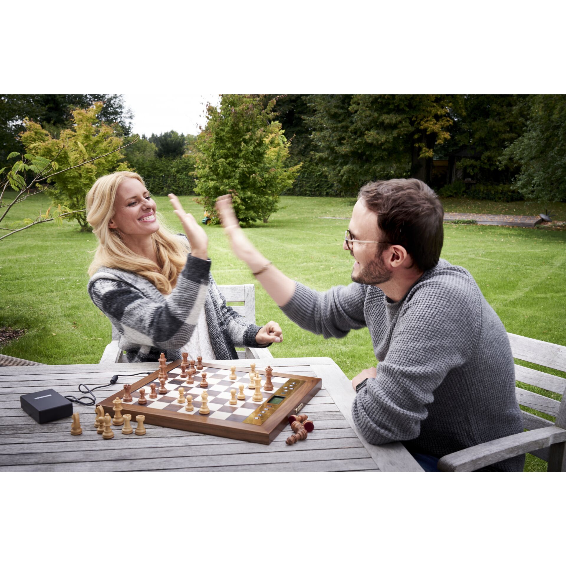 Schach, Spiel, Gras, Hinterhof, Portrait