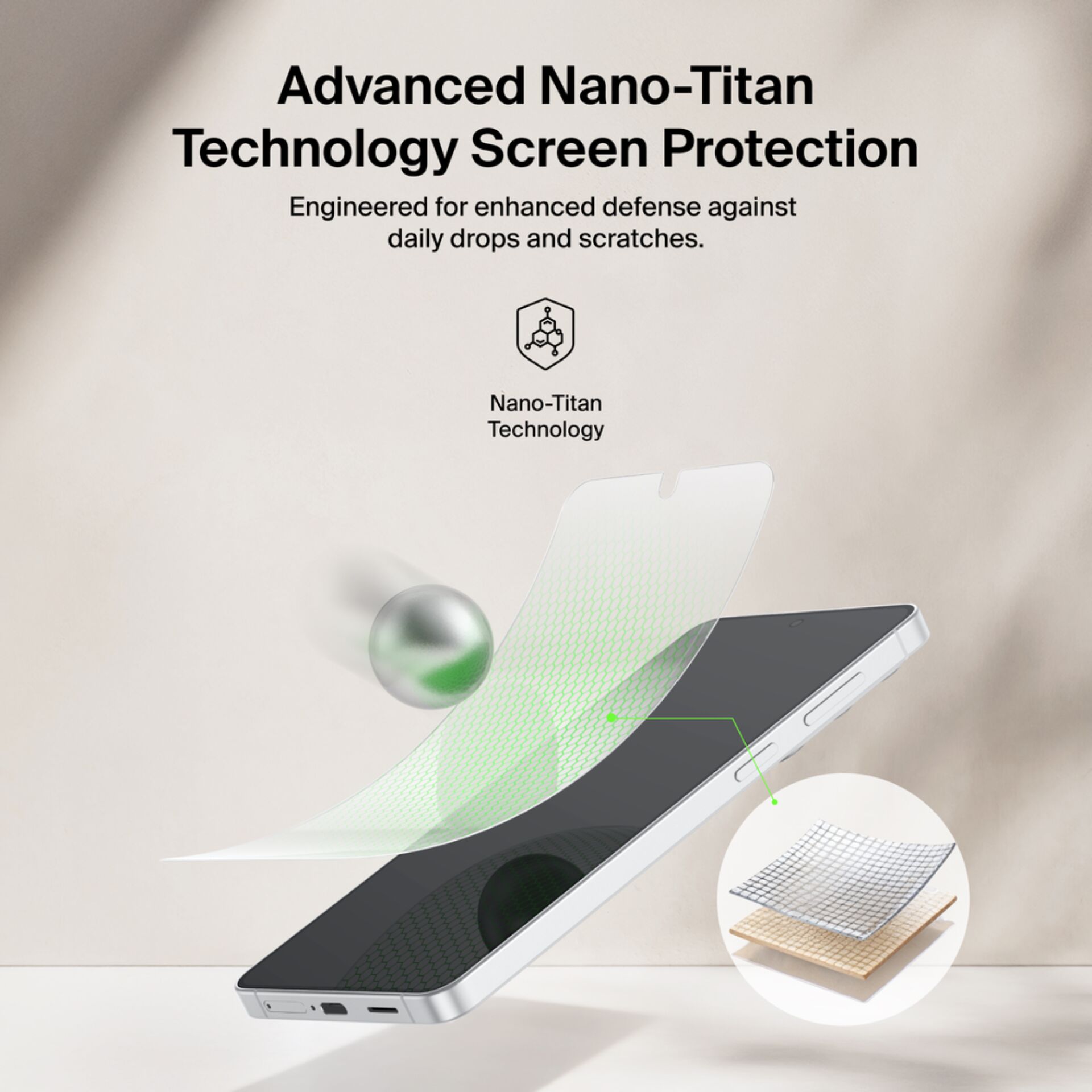 Bildschirmschutz, Nano-Titan, Glas, Panzerglass, Telefon-Zubehör