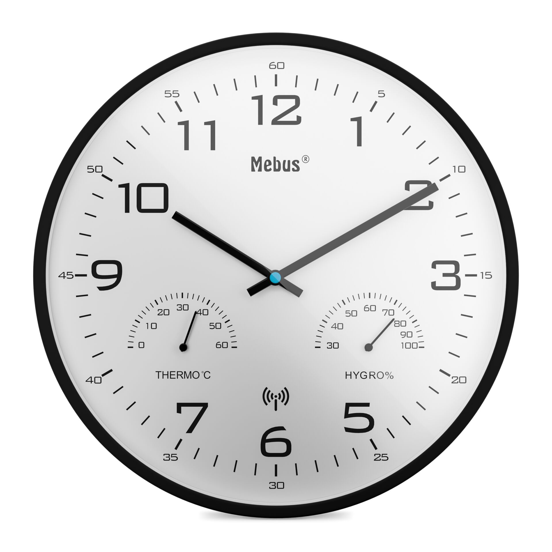 Wanduhr, Quarzuhr, Großes Ziffernblatt, Thermometer, Hygrometer
