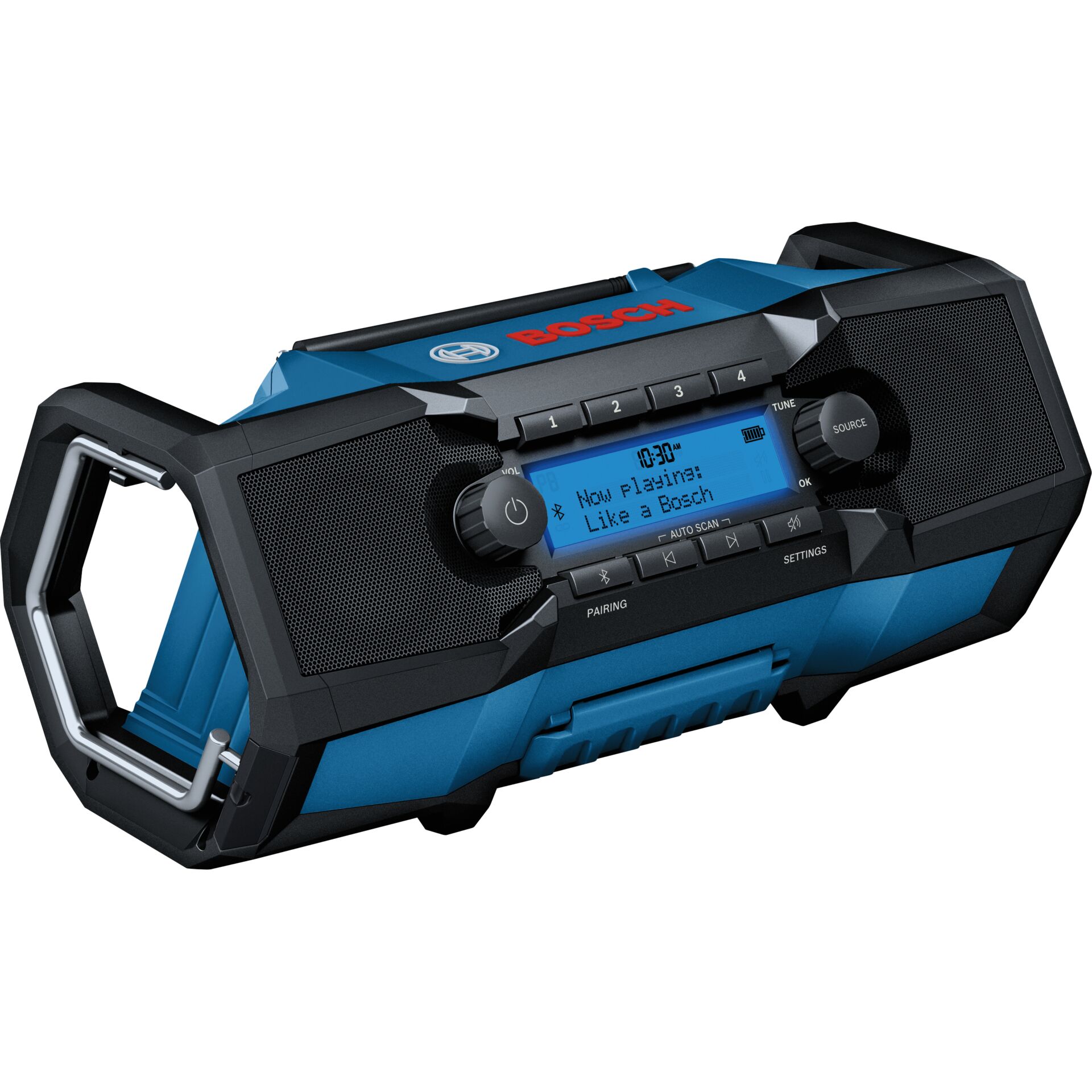 Boombox, Bluetooth, USB, LCD display, Blau Schwarz