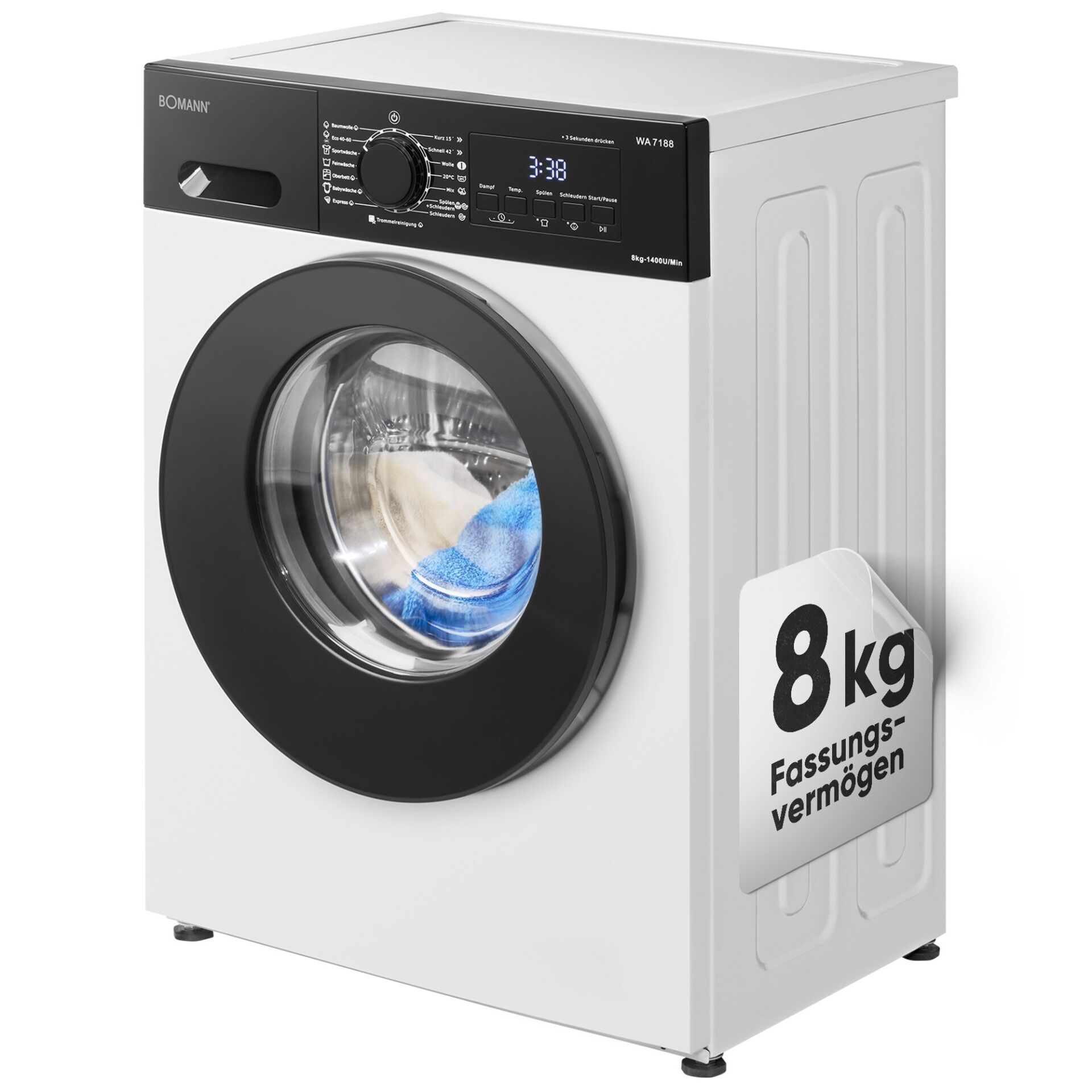 Waschmaschine, 8 kg, Frontlader, Frontlader-Waschmaschine, Waschmaschinen-Ausstattung