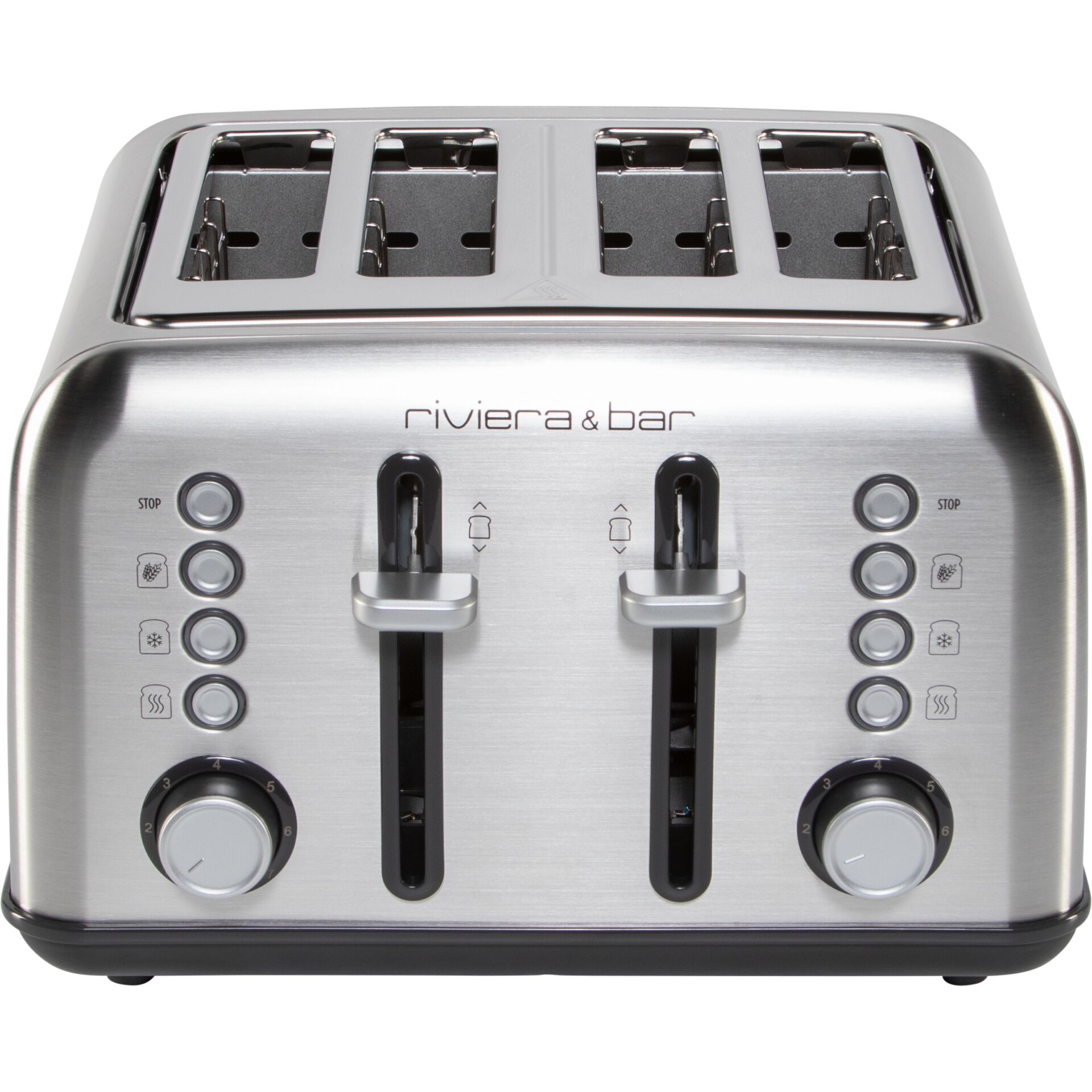 Toaster, Toaster 4 Scheiben, Edelstahl, Sloten-Toaster, verstellbare Potentiometer