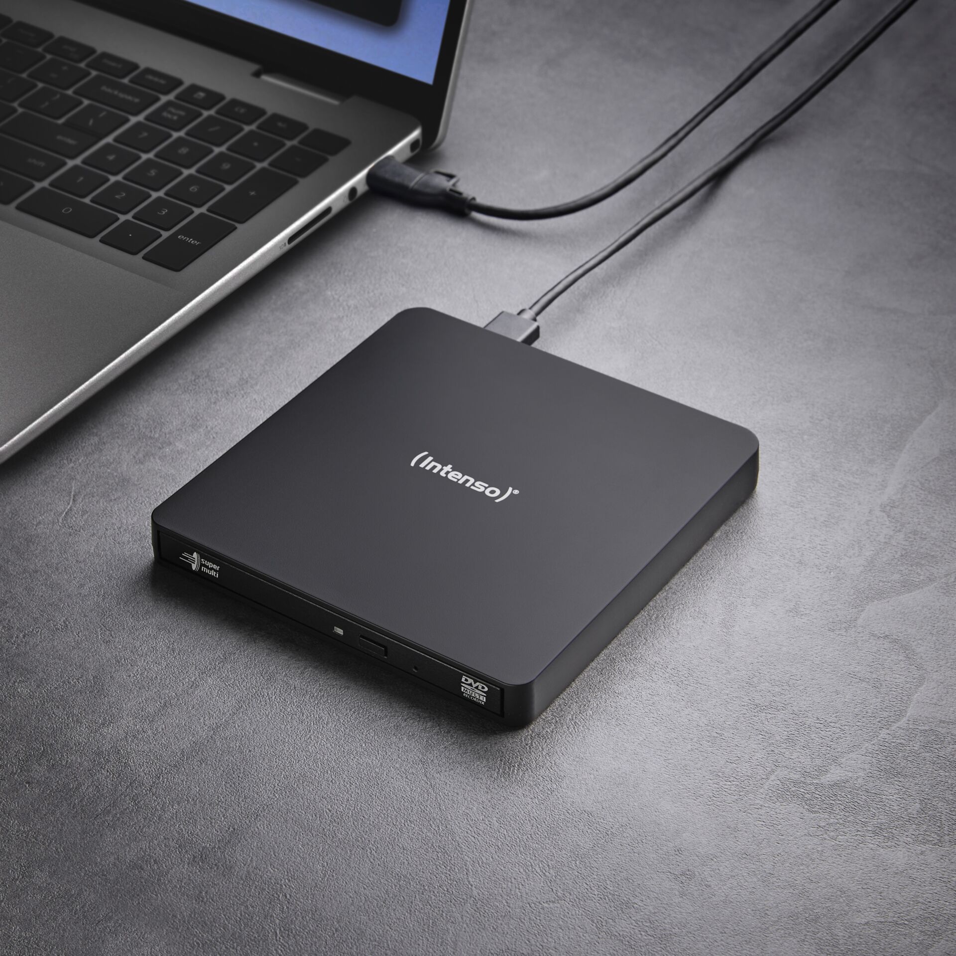 externes DVD-Laufwerk, USB-C Anschluss, schwarz, kompakt, Laptop-Zubehör