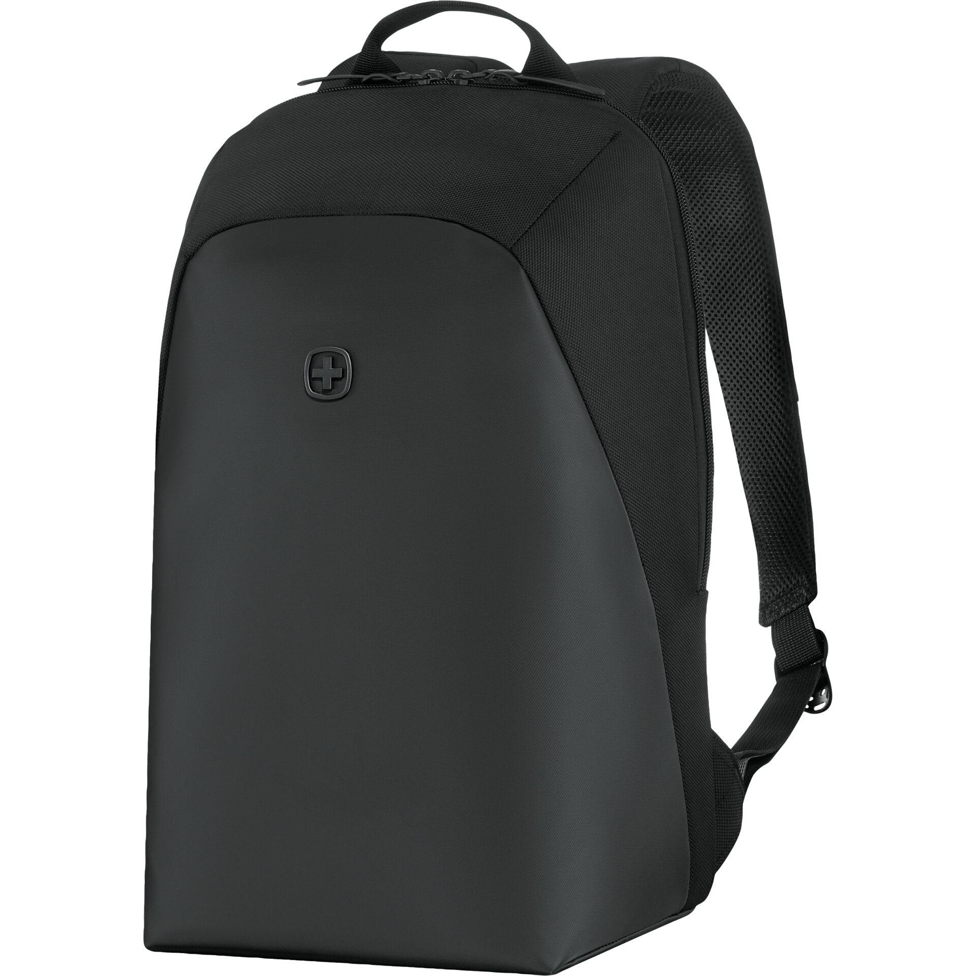 Rucksack, Schwarz, Rucksack mit Reißverschluss, Ledertasche, Kunststoffmaterial