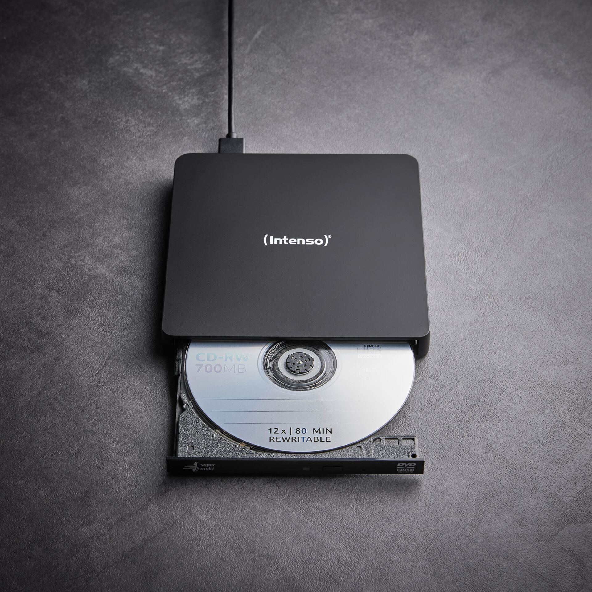 externes DVD-Laufwerk, Optisches Laufwerk, USB-C Powered, CD-RW 700MB, schwarz
