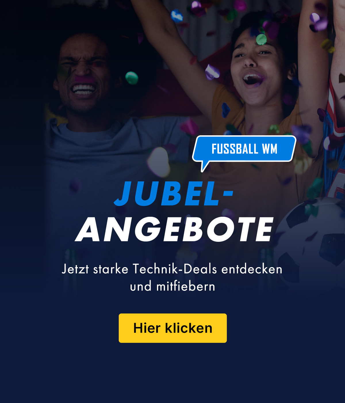 jubelangebote, fußball wm, konfetti, feier, knopf hier klicken