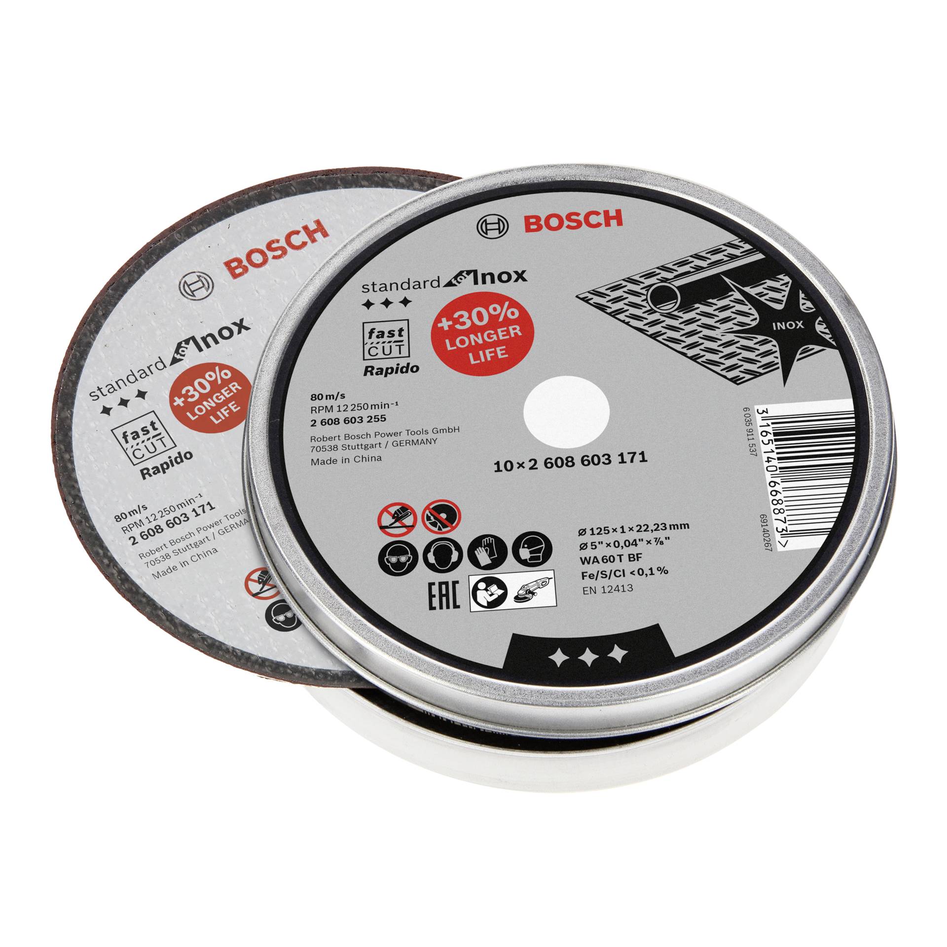 Bosch Trennscheibe gerade für  Inox Rapido in Dose 10x125,1mm