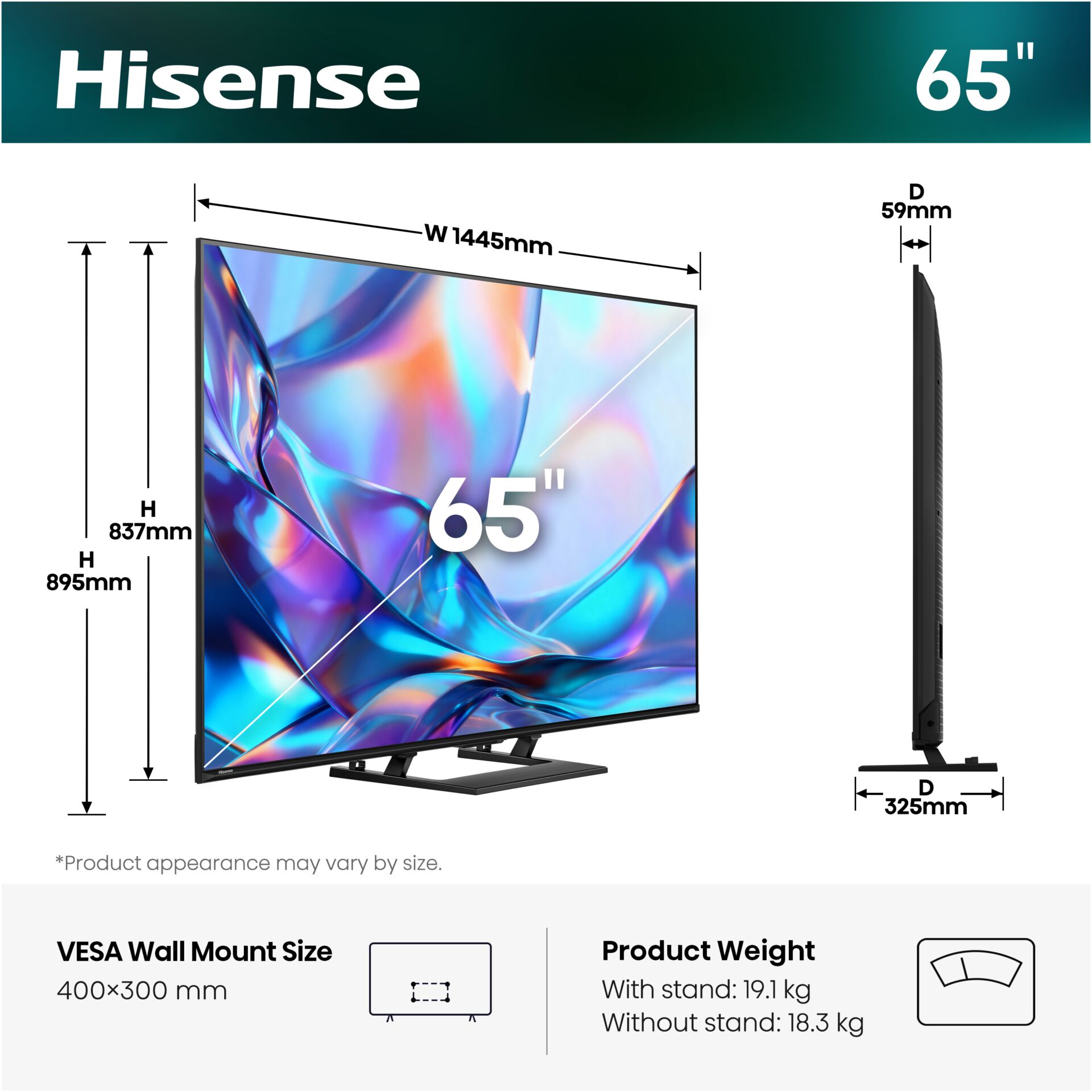 55 Zoll, LED-TV, 4K-Auflösung, Schlankes Gehäuse, VESA-Aufnahme
