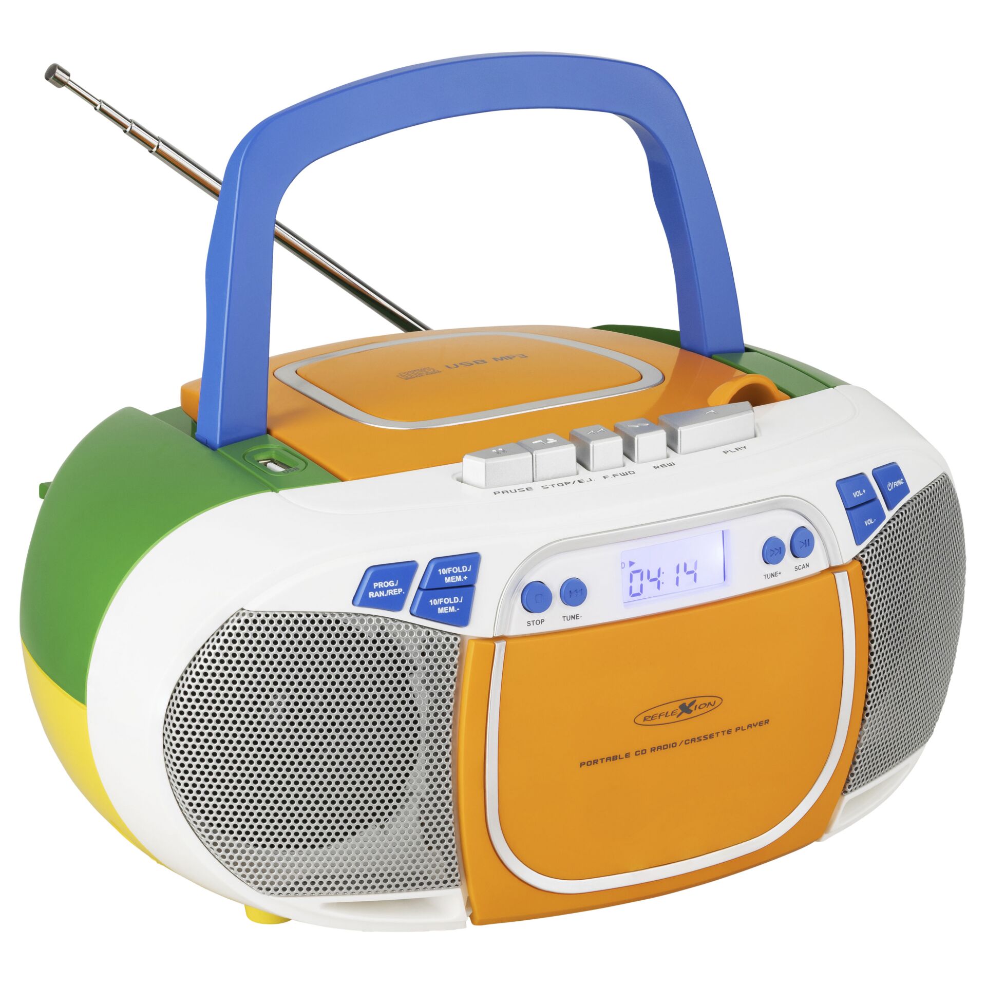 Kassette-Recorder, Boombox, Tragbare Stereo, Farbenfroh, Antennenradio