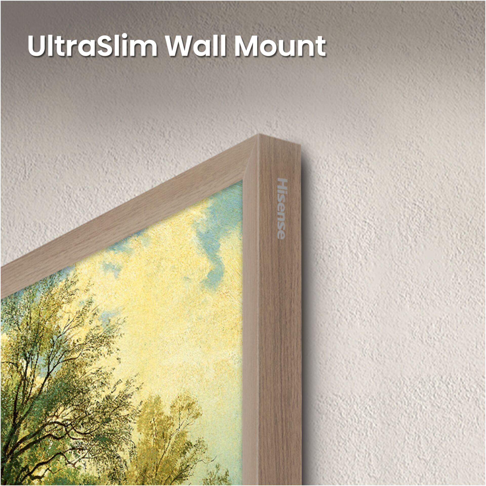 Wandkunst, Rahmen, Leinwandkunst, Baumlandschaft, Rahmenfarbe naturholz