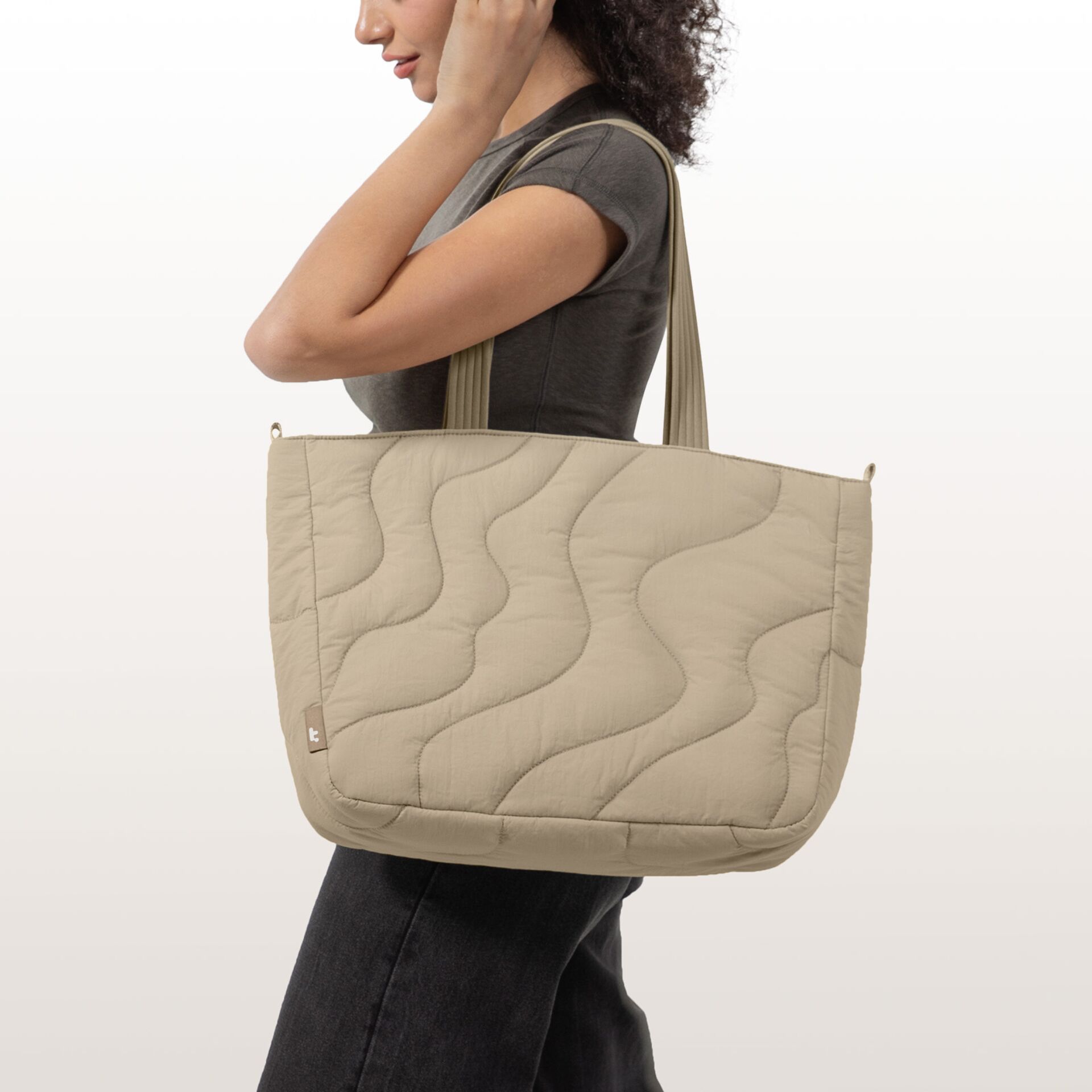 Tasche, Steppung, Beige, Schultertasche, Wasserabweisend