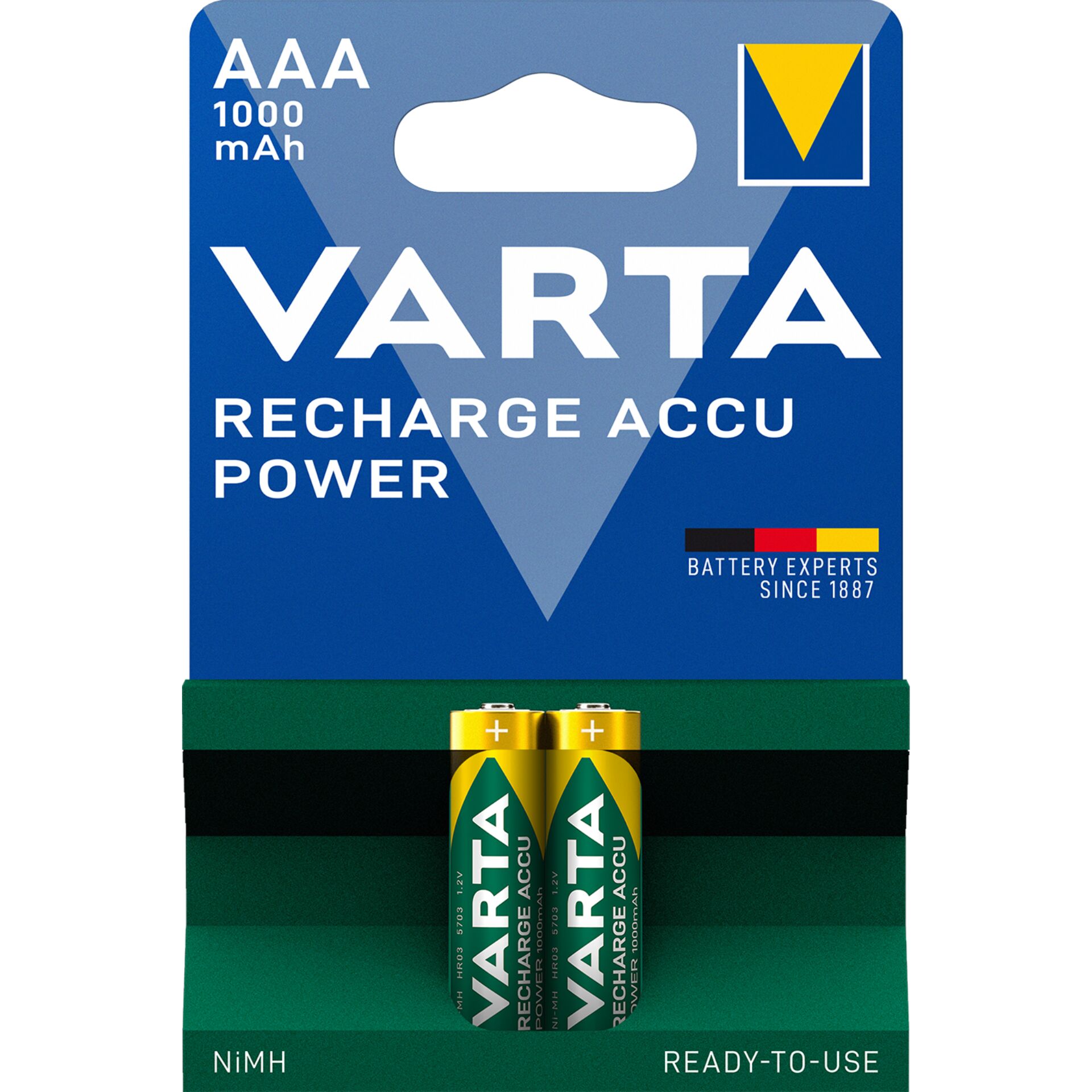1x2 Varta Rechargeable Accu AAA  Ready2Use NiMH 1000 mAh Micro