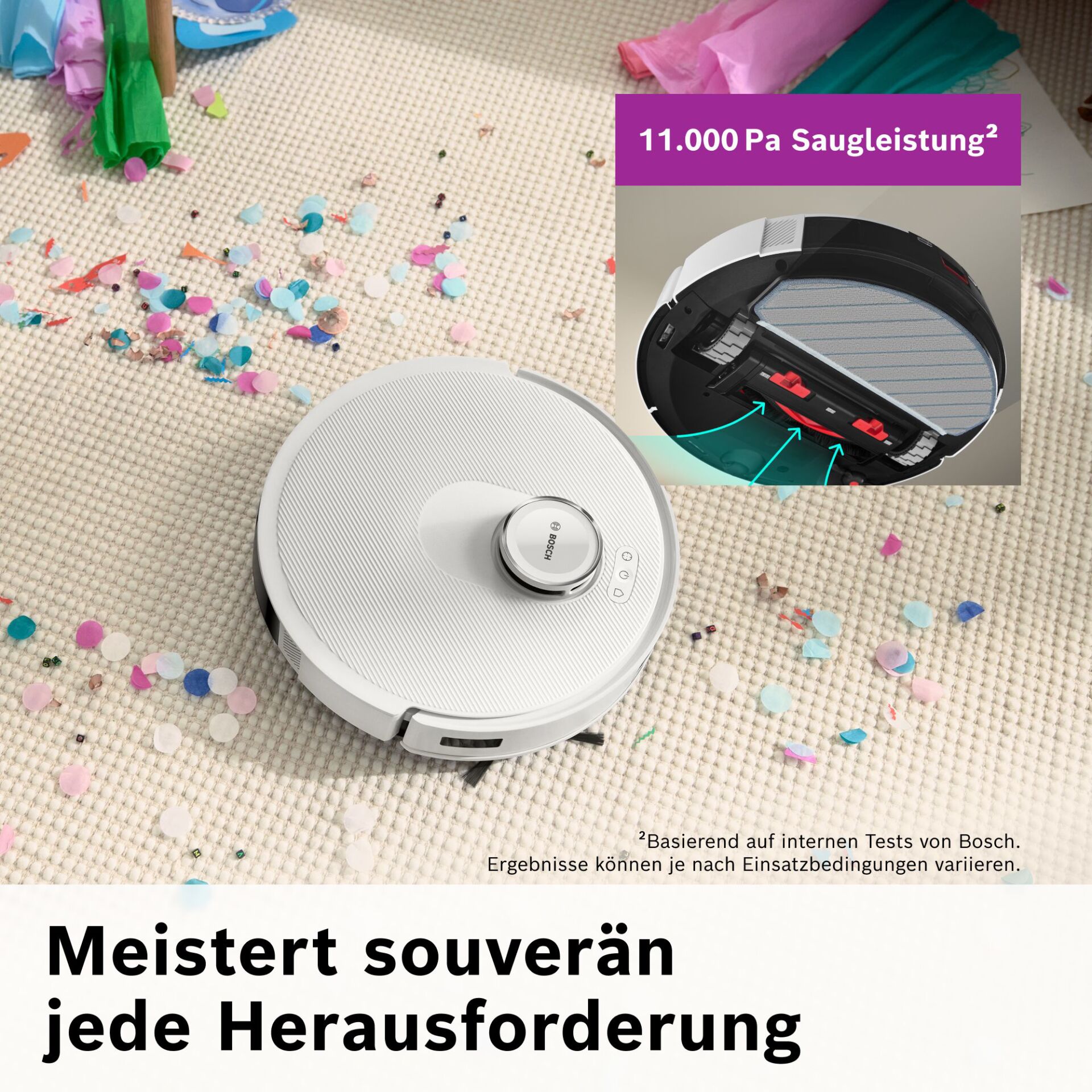 Roboterstaubsauger, Saugroboter, Weiß, Rund, Ladebasis