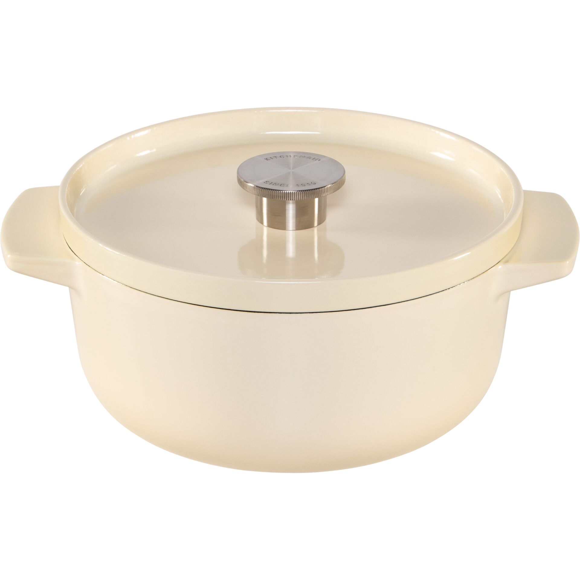 Stieltopf, Druckverschluss, Emailliert, Beige, Kochtopf