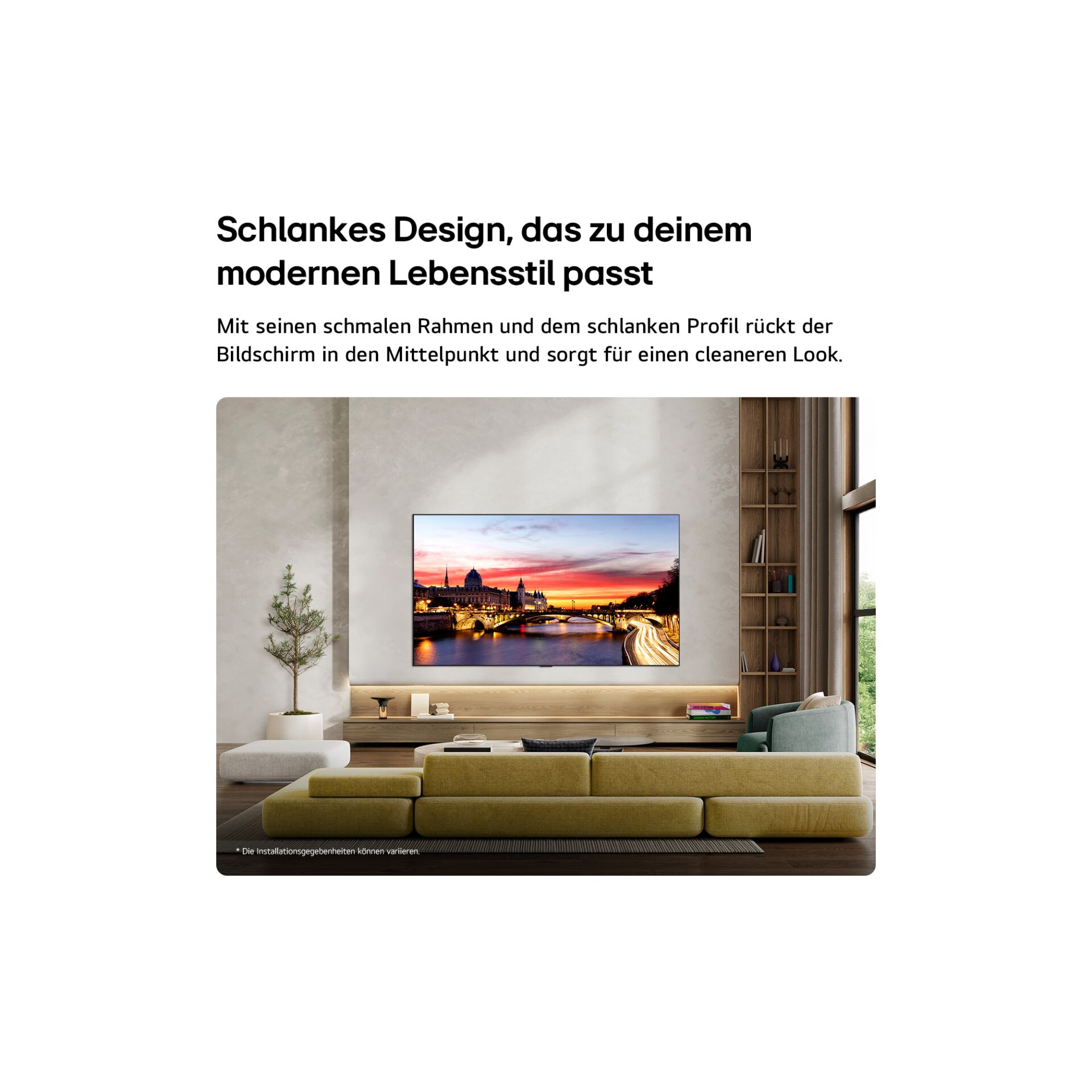 Fernseher, Wohnzimmer, Wandmontage, Fernsehbildschirm, Sessel/Koerper?