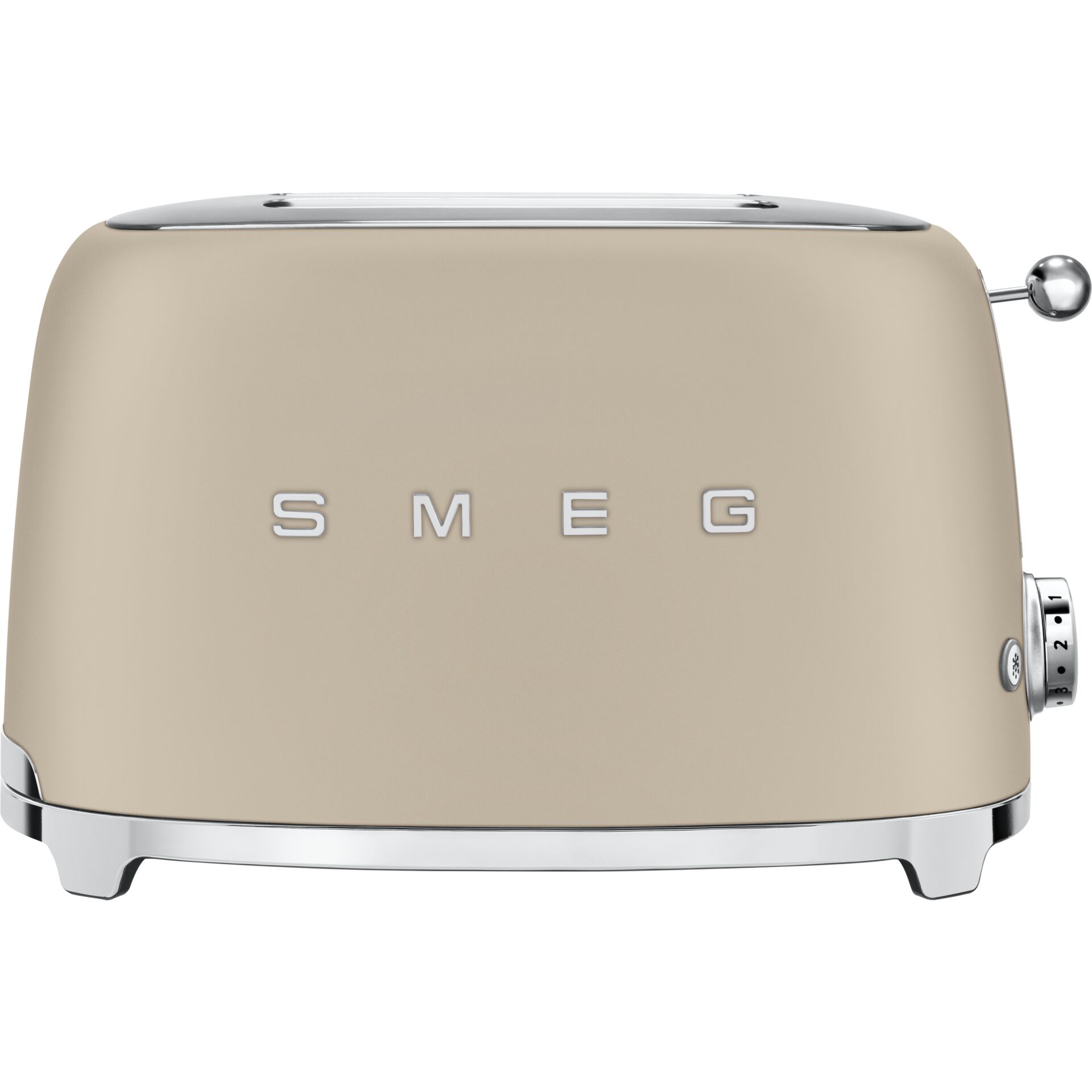 Toaster, Beige, Smeg, Two-slot, Chromed accents