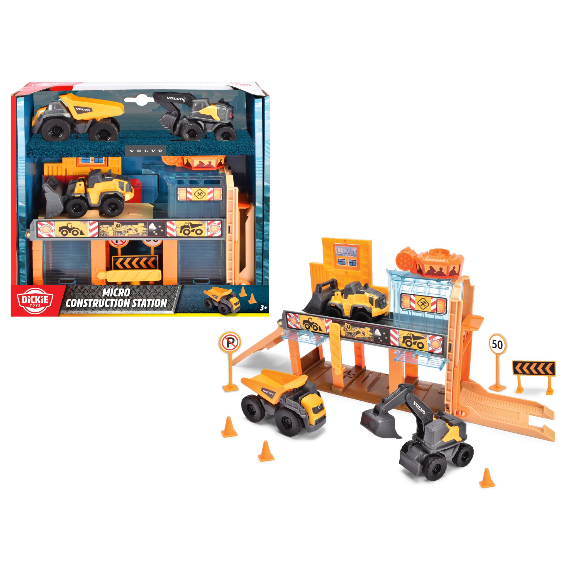 Konstruktionsstation, Spielset, Volvo, Baumaschinen, Bausteine
