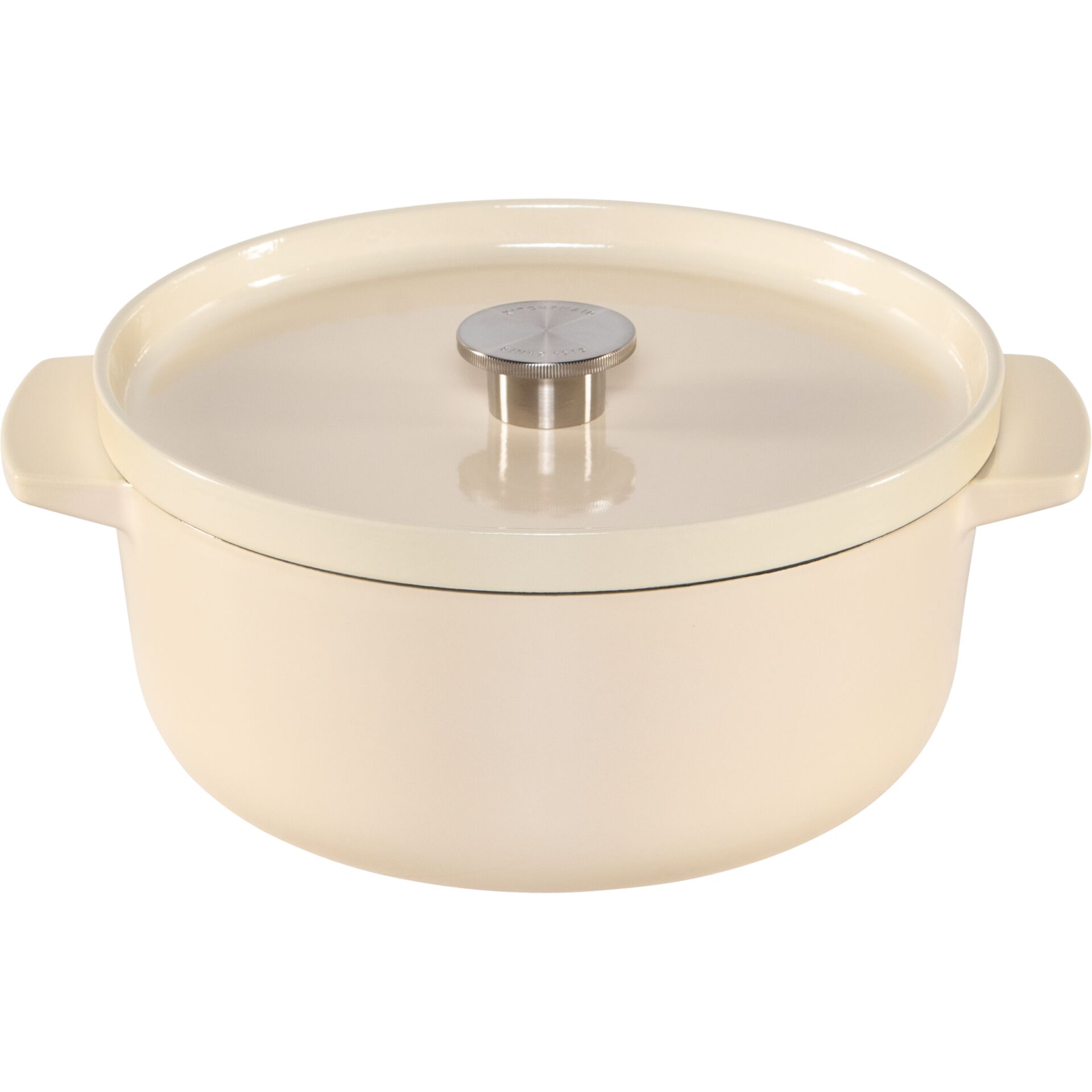 Kochtopf, Glasdeckel, Emailliert, Beige, Runde Form
