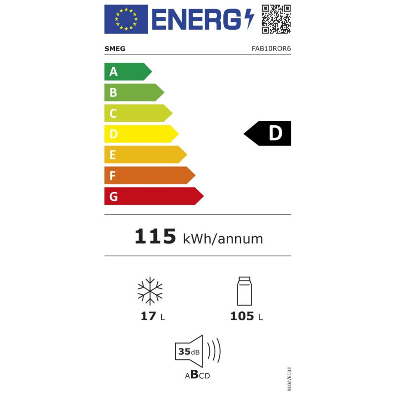 SMEG FAB10ROR6  Stand-Kühlgerät – Energieeffizienzklasse D