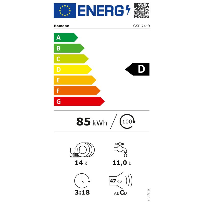 Bomann GSP 7419 weiß       60 cm – Energieeffizienzklasse D