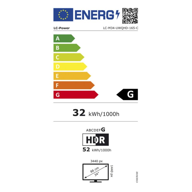 LC-Power LC-M34-UWQHD-165-C – Energieeffizienzklasse G
