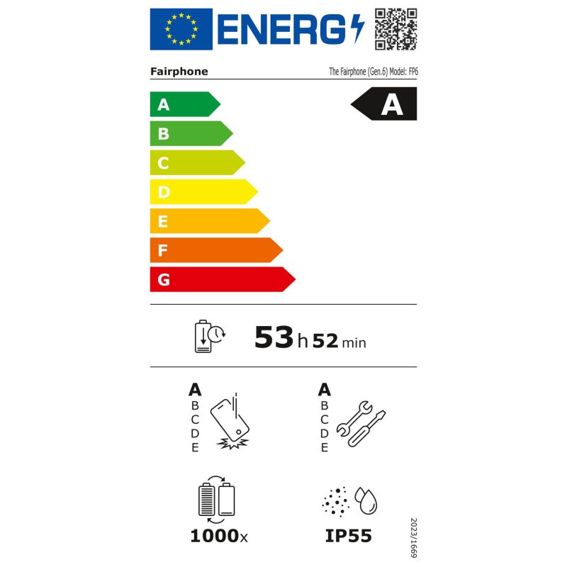 Fairphone (Gen. 6) 8+256GB  Horizon Black – Energieeffizienzklasse A