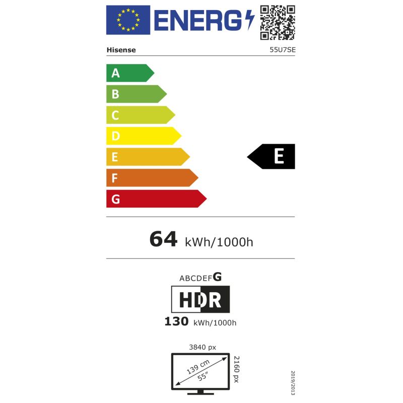 Hisense 55U7SE – Energieeffizienzklasse E