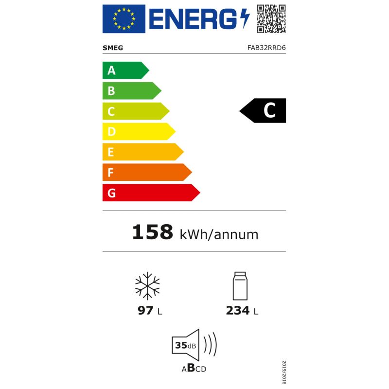 SMEG FAB32RRD6  Stand-Kühlgerät – Energieeffizienzklasse C