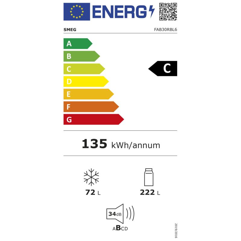 SMEG FAB30RBL6  Stand-Kühlgerät – Energieeffizienzklasse C
