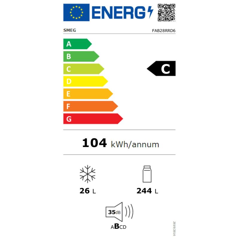 SMEG FAB28RRD6  Stand-Kühlgerät – Energieeffizienzklasse C