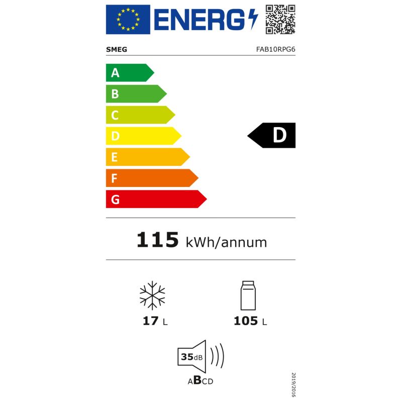 SMEG FAB10RPG6  Stand-Kühlgerät – Energieeffizienzklasse D